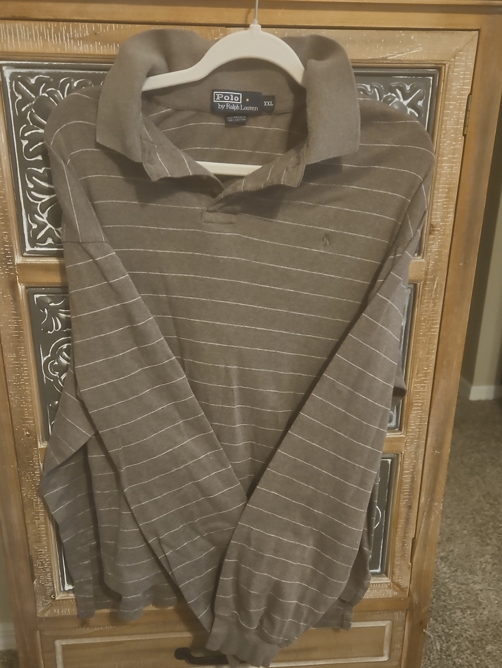 Polo by Ralph Lauren Brown Striped Long Sleeve Polo